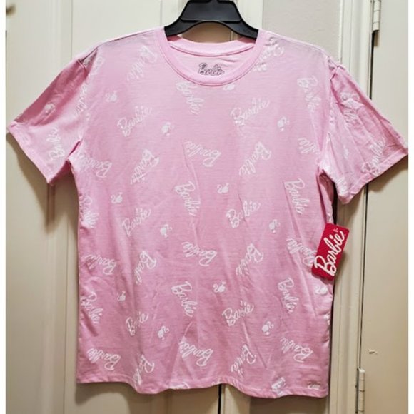 NWT Barbie Pink Short Sleeve Tee with Barbie Logo and Silhouette - Size XL - Picture 2 of 6